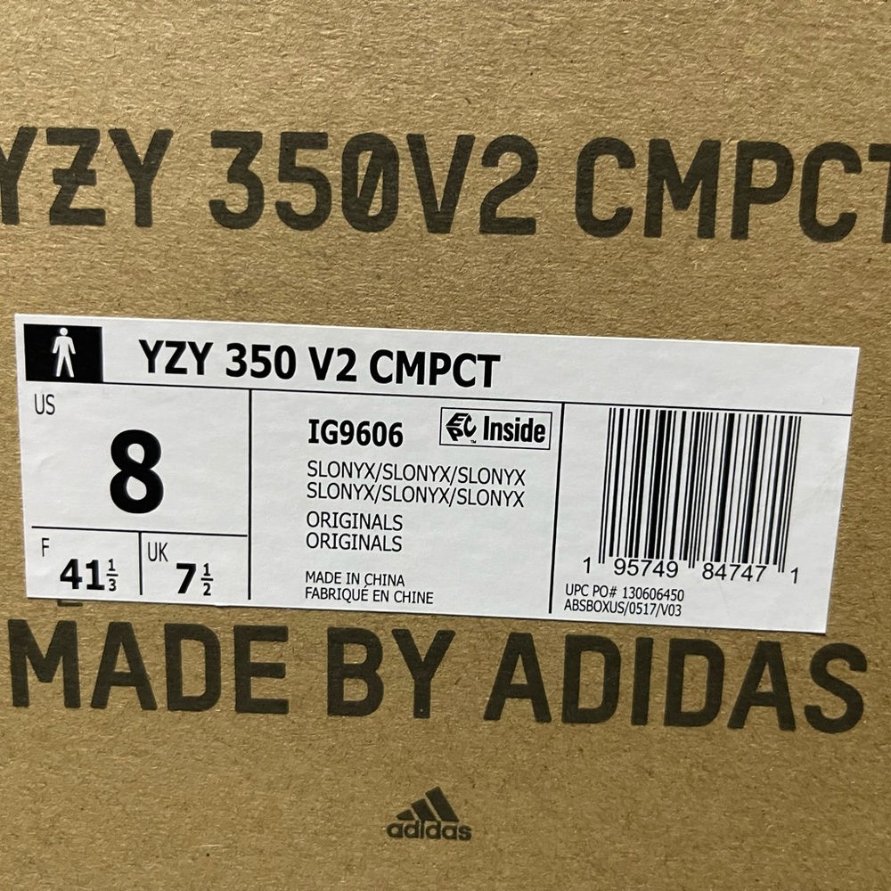 Yeezy Adidas Boost 350 V2 CMPCT “Slate Onyx” sneakers, New in Box, M8 - Picture 8 of 10